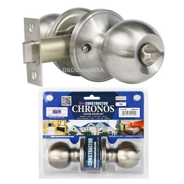 Constructor Constructor Chronos Privacy Door Lever Lock Set Knob Handle Set; Stainless Steel CON-CHR-SS-BK - main